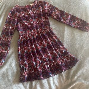 Patterned Long Sleeve Dress